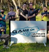 Happy laser tag group