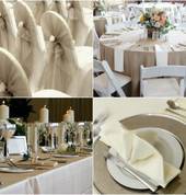 Tablecloths, chair covers, napkins, table runners