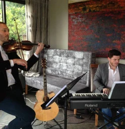 Doing sound for Andre & The Swingers. We supplied one of our EV rigges powered with AKG wireless systems